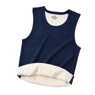 100%羊毛填充男士保暖背心冬季无痕贴片坎肩加绒加厚打底马甲上衣