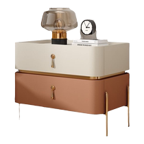 Guidian fully decorated fashionable bedside table light luxury microfiber leather slate counter modern simple all solid wood bedside table