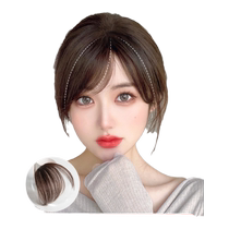 Real hair oblique bangs wig piece for women natural forehead air bangs wig seamless fake bangs hair piece head curtain flowing sea