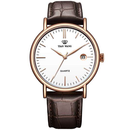 天王表沧海系列简约休闲真皮石英手表男款送男友新年礼物3874