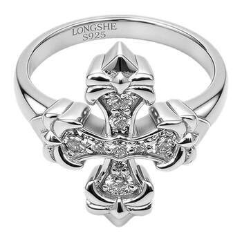 S925 silver cross diamond ring is luxurious and shiny