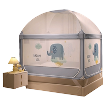 2023 New Childrens Anti-fall Mosquito Net Home Bedroom Mongolian Yurt Baby Guardrail Bed Fence Thickened Bed Curtain Pattern Net