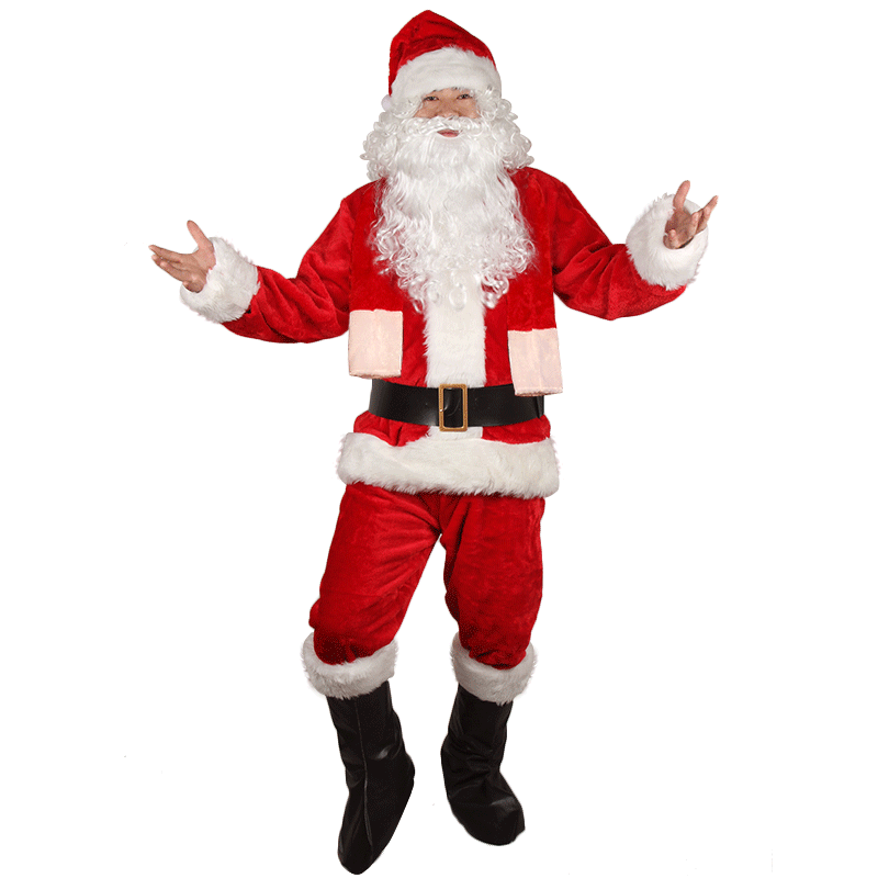 Gold velvet plus size Santa Claus costume for men and women