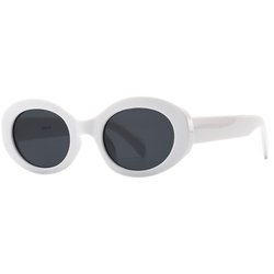 Oval white frame sunglasses concave shape seaside sunglasses women's cat eye sunscreen high-end Arc de Triomphe 2023 new style