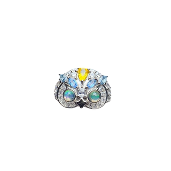 Natural opal owl ring