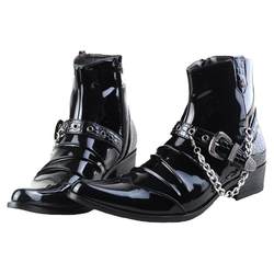 ເກີບຕີນແຫຼມຂອງເອີຣົບແລະອາເມລິກາ Martin ເກີບເກີບຫນັງສິດທິບັດຂອງຜູ້ຊາຍເກີບຫນັງສັ້ນ trendy ເກີບເກີບສັ້ນອັງກິດເພີ່ມຂຶ້ນໃນຂັ້ນຕອນການປະຕິບັດ Rock boots