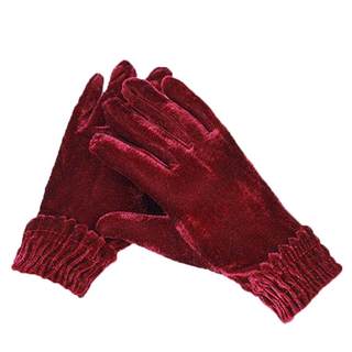 Autumn and winter sage snow girl gold velvet gloves keep warm