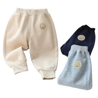 宝宝加绒裤子一体绒秋冬季外穿男女儿童运动裤婴幼儿休闲卫裤薄绒