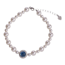 Bracelet bracelet for women blue zircon pearl girls new niche design bracelet light luxury temperament bestie 2925