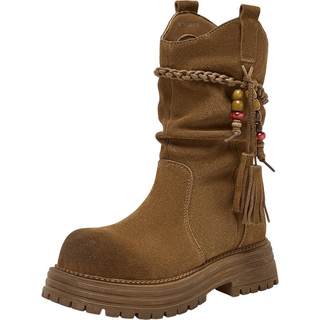 Best picture nomadic poet 25 winter new style plush western cowboy boots women's pile boots short boots