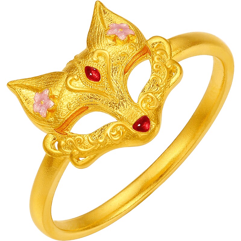 Saturday blessing gold ancient method denominated pure gold auspicious auspicious fox cute face ring women's ring fortune fox series holiday gift