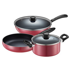 Supor Cookware Set Non-Stick Home Three-Piece Set Kitchen Frying Pan Wok Full Set Compatible with Gas and Induction Cookers