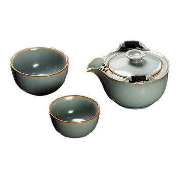 Rongshantang ru kiln travel tea set takeaway bag quick cup