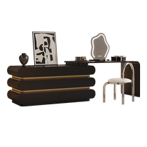 Yiluo Black Swan Dressing Table Cupboard Integrated Dressing Table Black Retro Style Bedroom Italian Light Luxurious Dressing Table Solid Wood