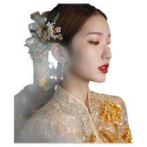 Bride Xiuhe headdress Chinese style tassel step shake flower solution set ancient costume hair accessories Xiuhe clothing headdress accessories for women