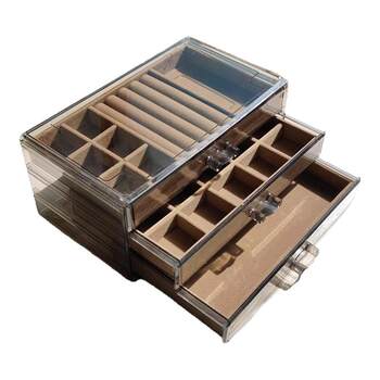 2025 brown acrylic jewelry box drawer style