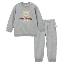 PawinPaw Cartoon Bear Childrens Clothing 2024 Early Autumn New Mens and Womens Loose Suits Comfortable and Casual