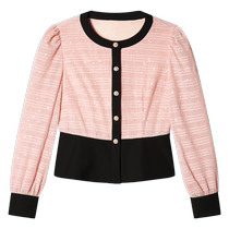 Ke Yandong round neck puff sleeves Qianjin style chiffon shirt bootcut trousers two-piece set