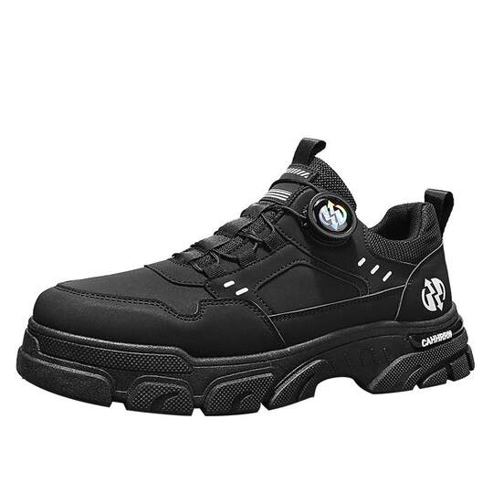 Labor protection men's shoes for winter work at the construction site, non-slip, wear-resistant, waterproof, thick-soled, black mountaineering Martin trendy shoes with velvet