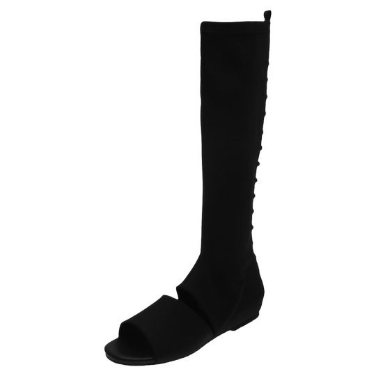 曼三欧美风新款弹力靴靴女夏长筒显瘦薄款罗马凉靴露趾高筒镂空靴