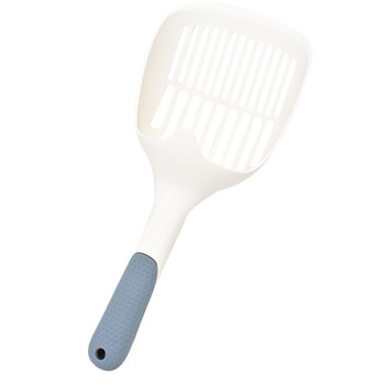 Large cat litter shovel with long handle and fine holes