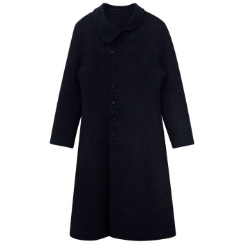 Small black waisted double-sided woolen coat winter