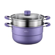 Bear steamer household gas stove stainless steel pot steamer household fish fish pot steam induction cooker steaming bag special