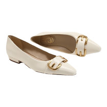 SAM EDELMAN autumn casual retro metal buckle square toe black flat shoes womens shoes JETT