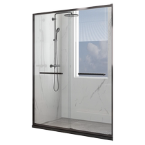 Gun grey One-type extremely narrow shower room toilet dry and wet separation bath screen glass moving door partition bathroom pushdoor
