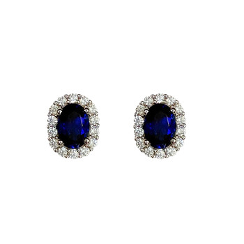 Everyday light luxury royal blue sapphire necklace and stud earrings for women