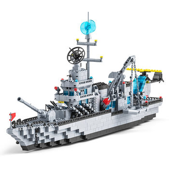 Children's trendy toys assembled building blocks giant aircraft carrier military toys boy warship puzzle large splicing ship