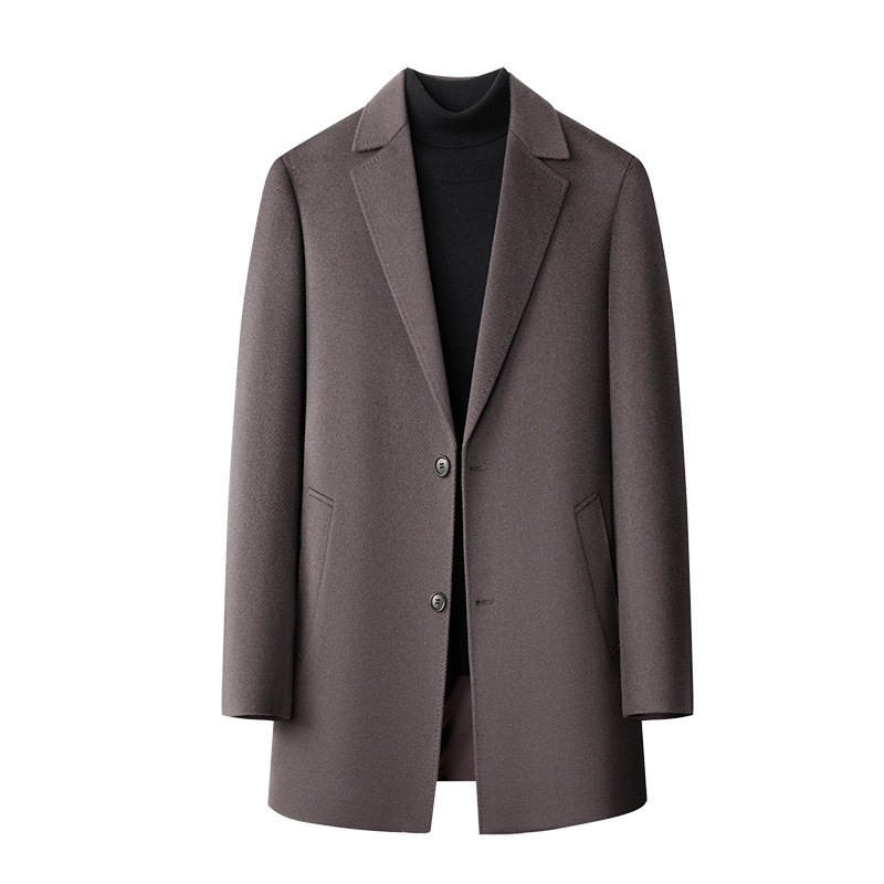 Mid-length suit collar pure wool woolen coat