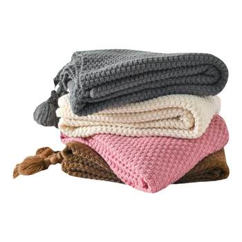 ins Nordic style sofa blanket office nap blanket tassel knitted ball wool casual air conditioning ຜ້າຫົ່ມຂະຫນາດນ້ອຍ