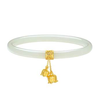 Zhou dasheng gold inlaid jade pure gold bracelet and tian jade bracelet