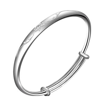 Old silversmith s999 pure silver bracelet ladies lotus snowflake silver solid push-pull silver bracelet sterling silver bracelet women's fashion