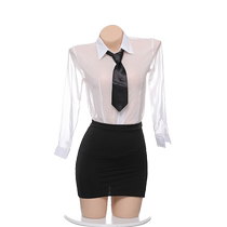 (Self-operated) OL female secretary uniform sexy temptation lingerie midnight charm pajamas stewardess cheongsam black stockings
