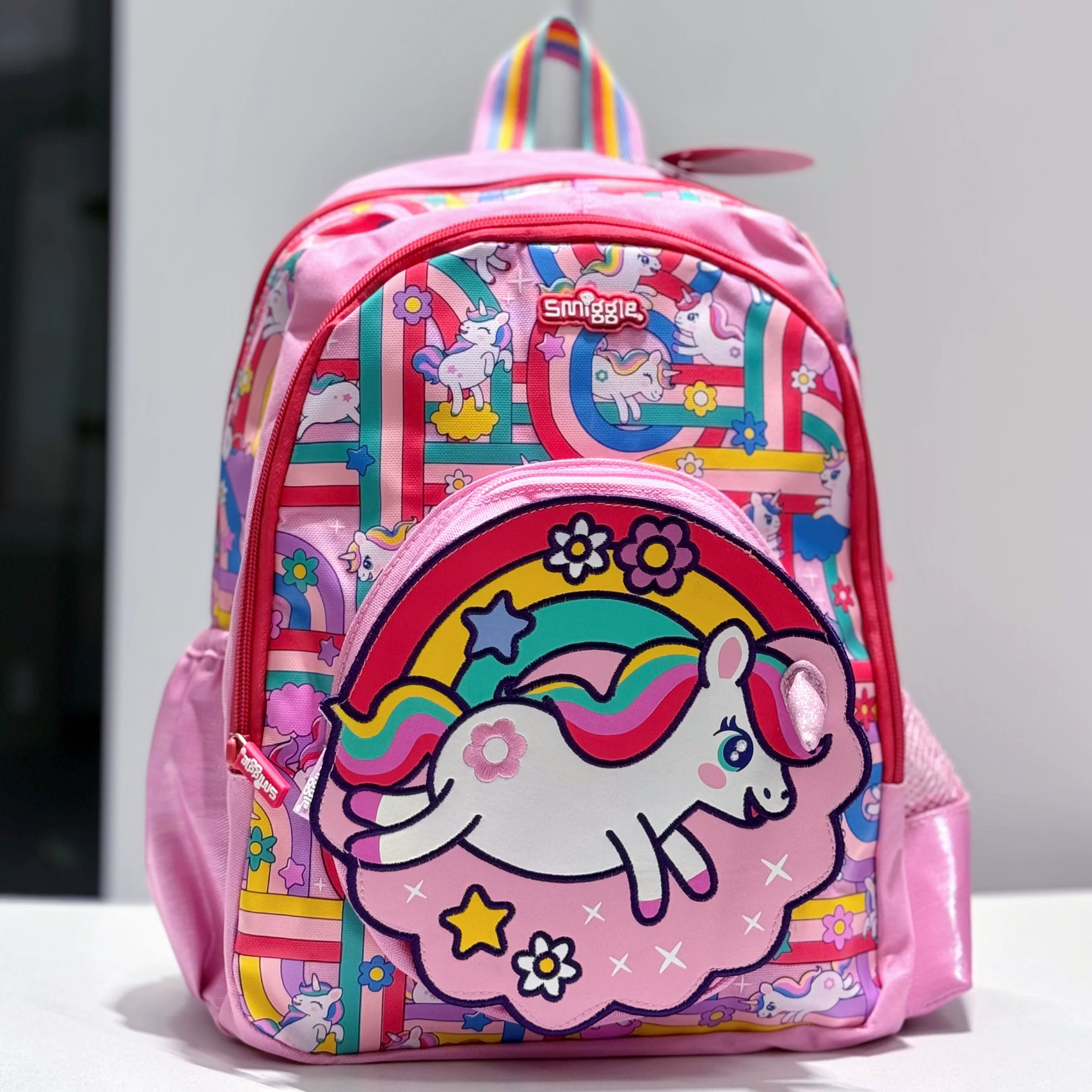 Fuchsia school bag for early age, universal backpack, storage system, 1-3-6 years