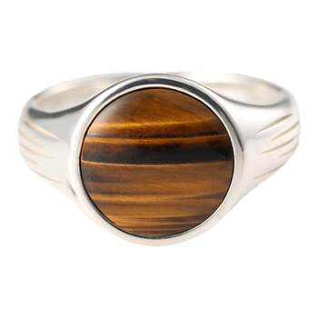 Tiger eye stone ring 18k gold creative niche men's ring