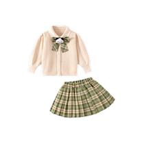 Girls autumn clothing set 2024 new style baby jk princess dress spring and autumn childrens clothing childrens college style two-piece set