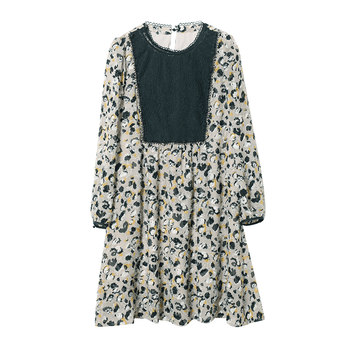 Fantasy sleeve lace printed patchwork dress