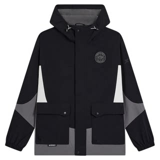 特步双层运动风衣秋季新款男子防风连帽外套夹克976329150444