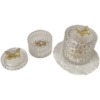 Transparent glass golden butterfly storage european style relief