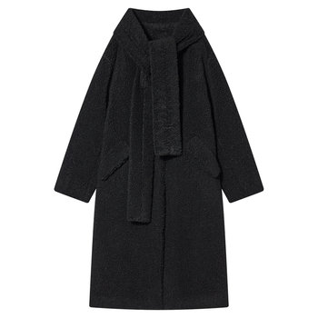 COVERINS围巾大衣女长款环保仿颗粒绒皮毛一体外套CC34580040