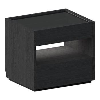 Lower case inner solid wood bedside table home bedroom storage design sense black small storage bedside table with light