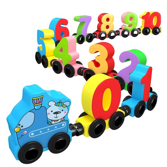 Magnetic digital train children's educational building blocks assembly