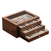 Solid Wood Pen Containing Box Pen Signature Name Pen Large Capacity Drawer Desktop Collection Upscale North American Walnuts Wood Quality Box