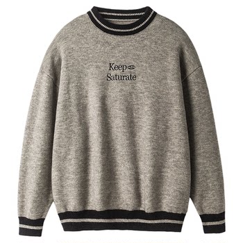 Autumn new letter embroidered round neck sweater for boys, trendy simple and versatile loose sweater for couples in autumn and winter Autumn new letter embroidered round neck sweater for boys, trendy simple and versatile loose sweater for couples in autumn and winter