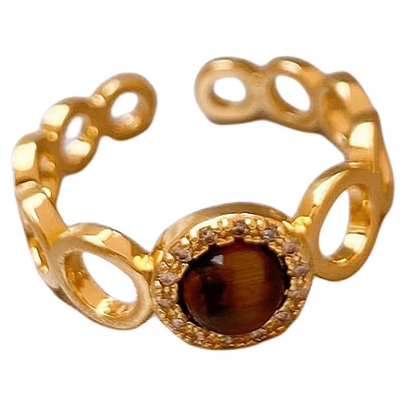Golden tiger eye stone ring is niche, light luxury and high-end