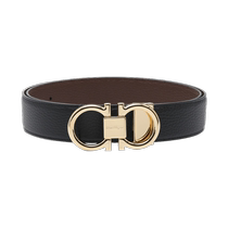 (Self-operated) Ferragamo mens gancini pebbled cow leather belt belt