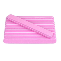 10 прямых пилочек-губок розового цвета, двусторонние матовые 100/180